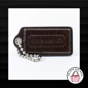 2.5" Large COACH BROWN PATENT LEATHER KEY FOB BAG CHARM KEYCHAIN HANG TAG